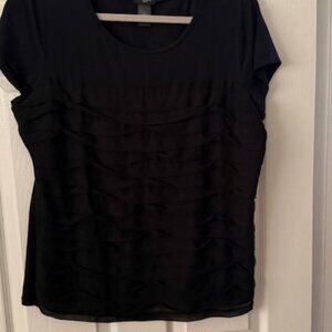 Ann Taylor Loft black mixed media blouse, L
